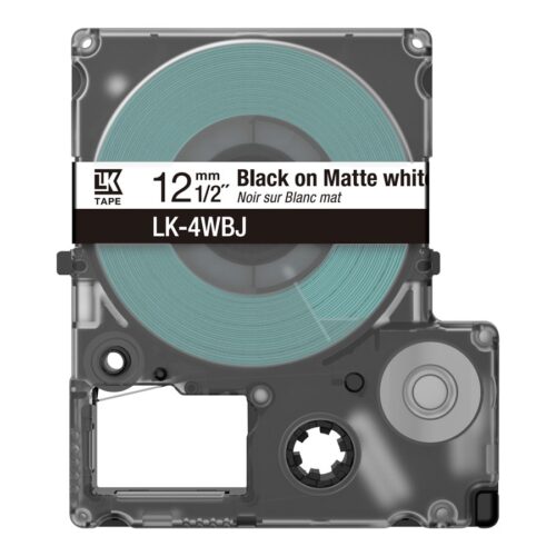 EPSON Matte Tape White/Black 12mm 8m LK-4WBJ