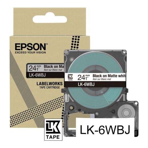 EPSON Matte Tape White/Black 24mm 8m LK-6WBJ