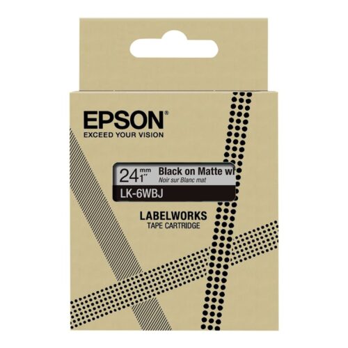 EPSON Matte Tape White/Black 24mm 8m LK-6WBJ
