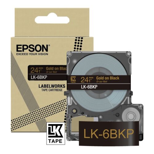 EPSON Metallic Tape Black/Gold 24mm 9m LK-6BKP