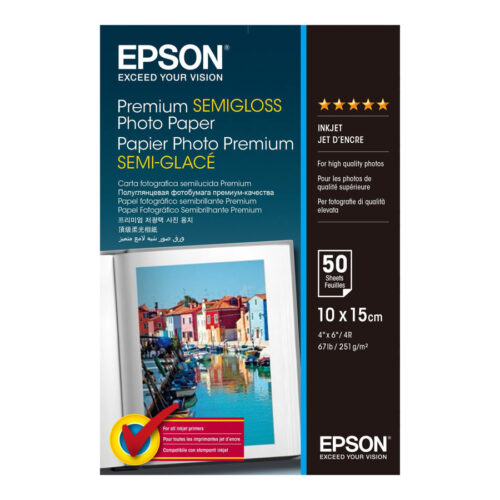 EPSON Pap Photo Premium Semi Glacé 10x15cm (50f./251g)