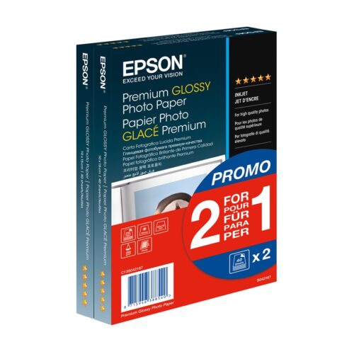 EPSON PREMIUM brillant photo  papier inkjet 255g/m2 100x150mm 2×40 feuilles pack de 1 BOGOF