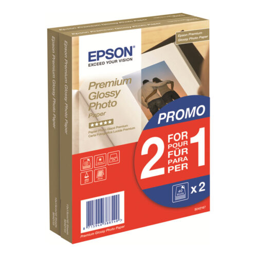 EPSON PREMIUM brillant photo  papier inkjet 255g/m2 100x150mm 2×40 feuilles pack de 1 BOGOF