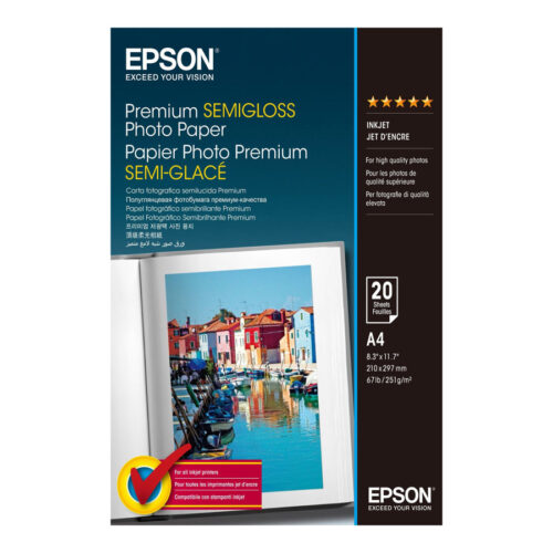 EPSON PREMIUM semi brillant photo papier inkjet 251g/m2 A4 20 feuilles pack de 1