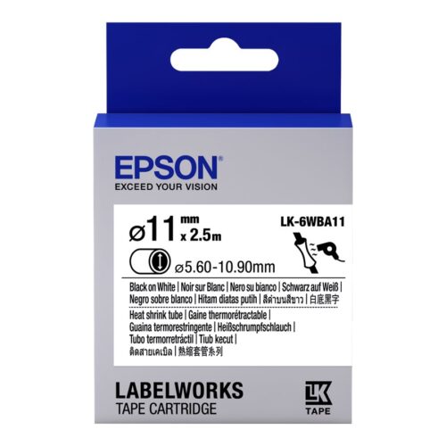 EPSON Ruban LK-6WBA11 – Gaine thermorétractable HST Noir/Blanc d11/2,5