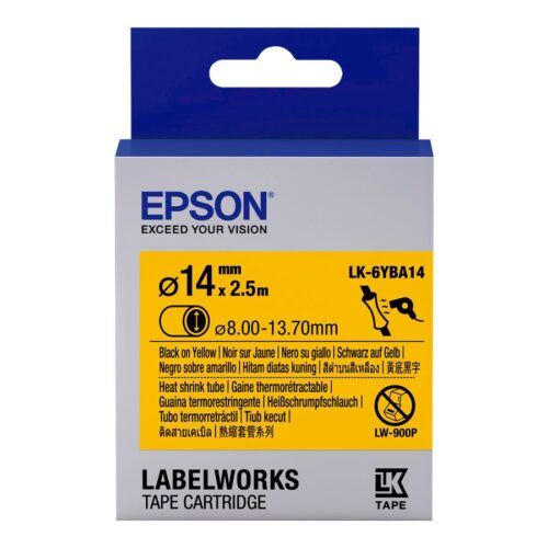 EPSON Ruban LK-6YBA14 – Gaine thermorétractable HST Noir/Jaune d14/2,5
