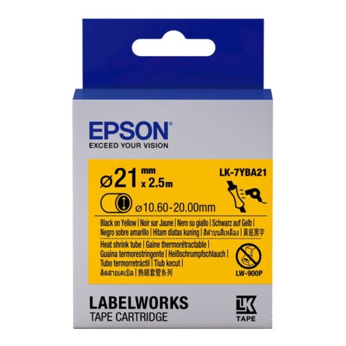 EPSON Ruban LK-7YBA21 – Gaine thermorétractable HST Noir/Jaune d21/2,5