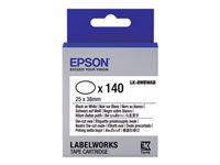 EPSON Ruban LK-8WBWAB – Étiquette prédécoupée ovale Noir/Blanc 25x38mm