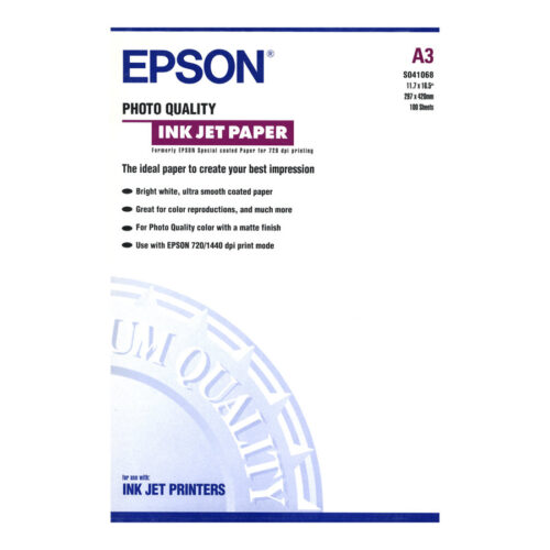 EPSON S041068 Photo papier inkjet 104g/m2 A3 100 feuilles pack de 1
