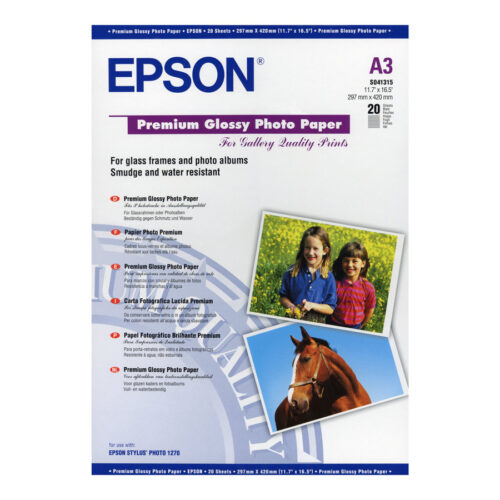 EPSON S041315 brillant photo papier inkjet 255g/m2 A3 20 feuilles pack de 1