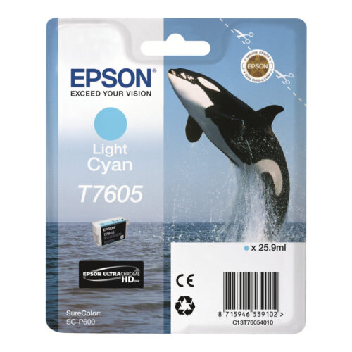 EPSON T7605 cartouche dencre cyan haute capacité clair 25,9ml 2390 pages pack de 1