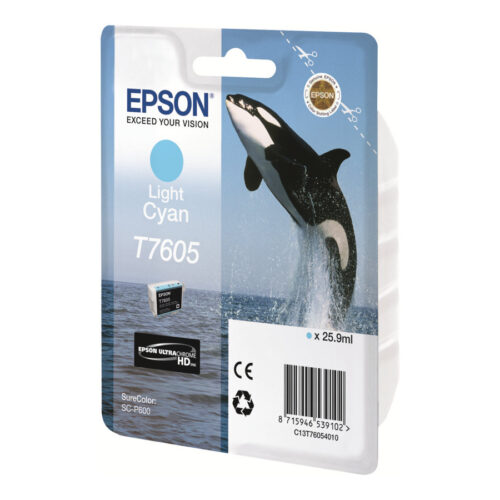 EPSON T7605 cartouche dencre cyan haute capacité clair 25,9ml 2390 pages pack de 1