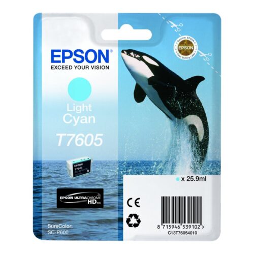 EPSON T7605 cartouche dencre cyan haute capacité clair 25,9ml 2390 pages pack de 1