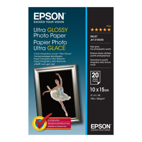 EPSON ULTRA brillant photo  papier inkjet 300g/m2 100x150mm 20 feuilles pack de 1