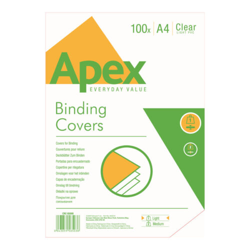 FELLOWES APEX CLEAR PVC COUV LIGHTWEIGHT 100