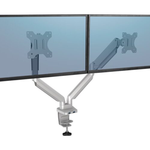 FELLOWES Bras Porte-Ecrans Double Gris Platinum Series