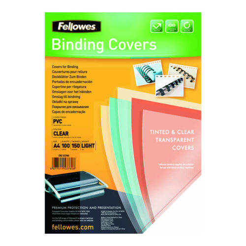 FELLOWES COUV A4 TRANSPARENT 150 MIC Pack de 100