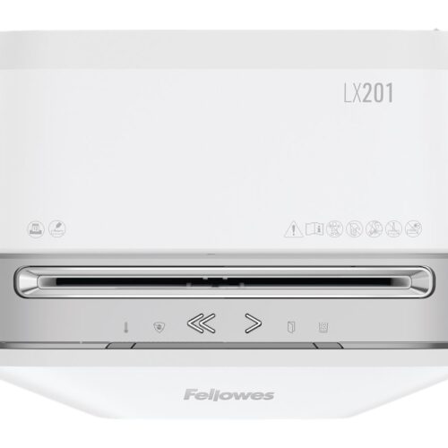 FELLOWES DESTRUCTEUR MICROSHRED LX201 BLANC COUPE MICROPARTICULES 230V EU