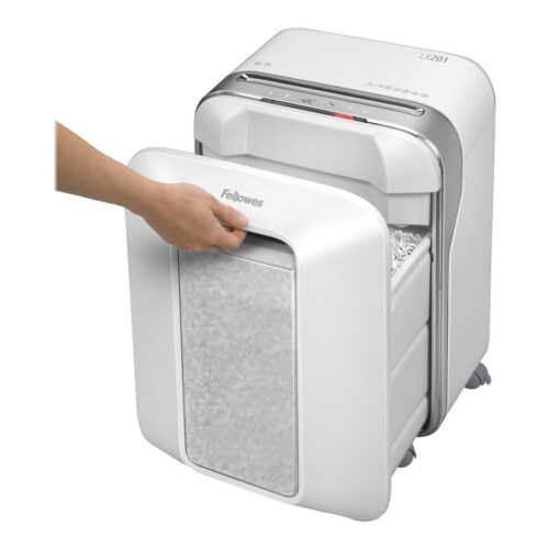 FELLOWES DESTRUCTEUR MICROSHRED LX201 BLANC COUPE MICROPARTICULES 230V EU