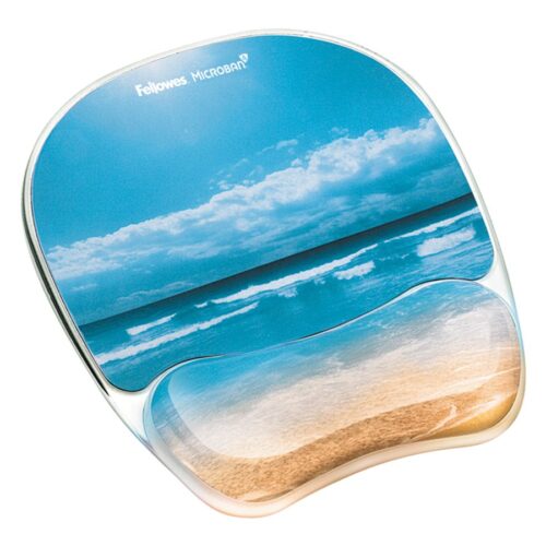 FELLOWES Photo Gel Mouse Pad and Wrist Rest with Microban Protection Sandy Beach
