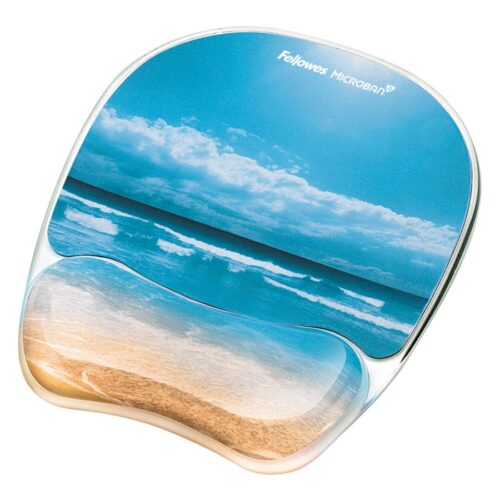 FELLOWES Photo Gel Mouse Pad and Wrist Rest with Microban Protection Sandy Beach