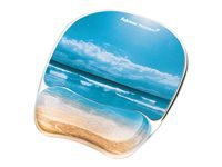 FELLOWES Photo Gel Mouse Pad and Wrist Rest with Microban Protection Sandy Beach