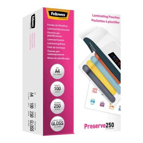 FELLOWES POCHETTES 125 MICRONS 54X86MM X 100
