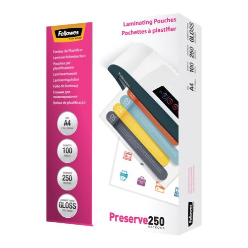 FELLOWES POCHETTES 125 MICRONS 54X86MM X 100