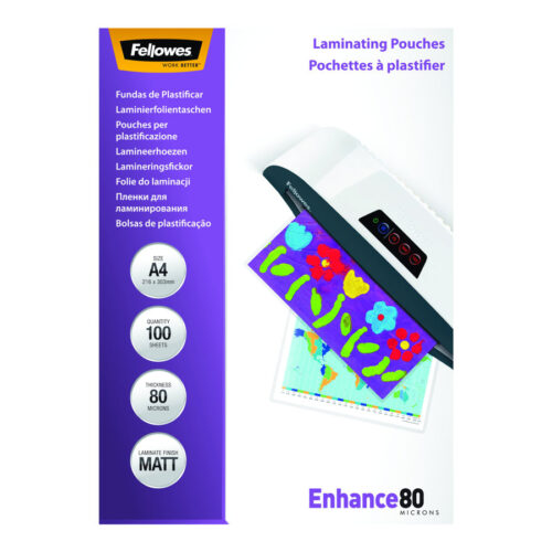 FELLOWES POCHETTES A4 80 MICRONS MATES X 100