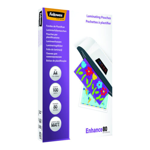 FELLOWES POCHETTES A4 80 MICRONS MATES X 100