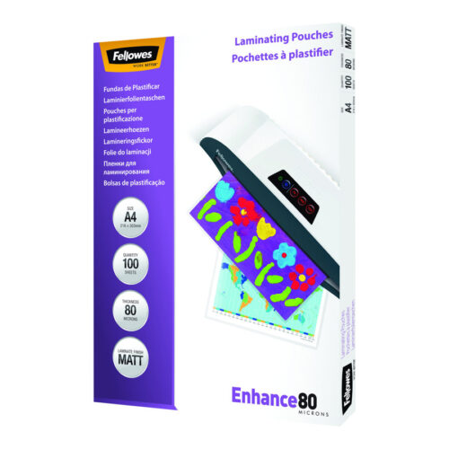 FELLOWES POCHETTES A4 80 MICRONS MATES X 100