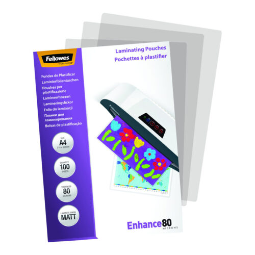 FELLOWES POCHETTES A4 80 MICRONS MATES X 100