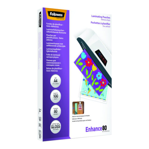 FELLOWES POCHETTES A4 – DOS ADHESIF – 80 MICR
