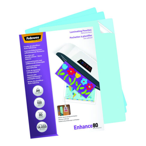 FELLOWES POCHETTES A4 – DOS ADHESIF – 80 MICR