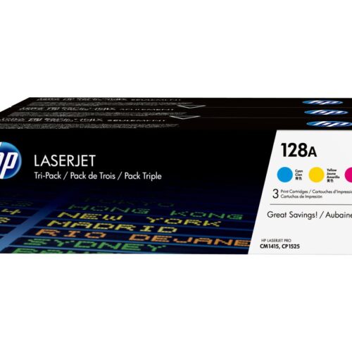 HP 128A original Toner cartridge CF371AM cyan magenta yellow standard capacity 3 x 1.300 pages 3-pack