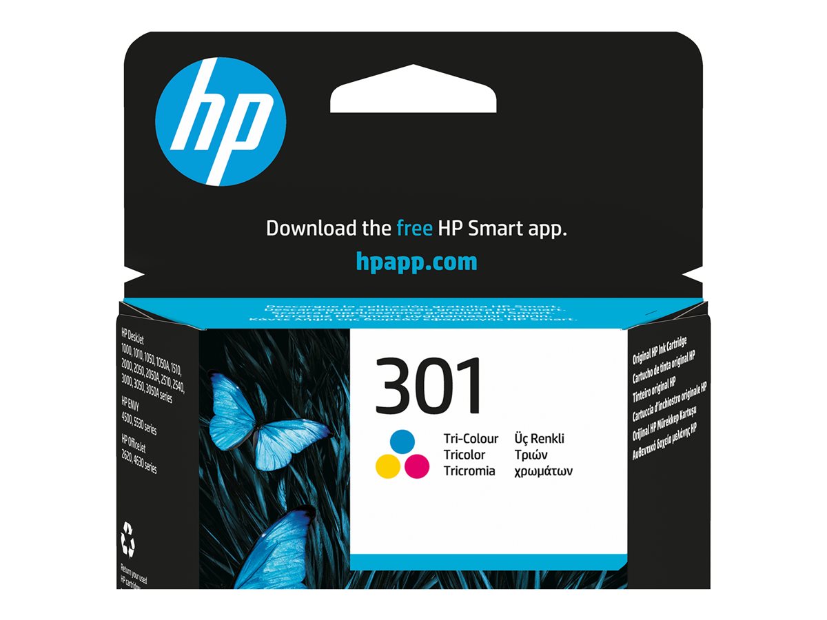 HP 301 original Ink cartridge CH562EE 301 tri-colour standard capacity 3ml 165 pages 1-pack Blister multi tag