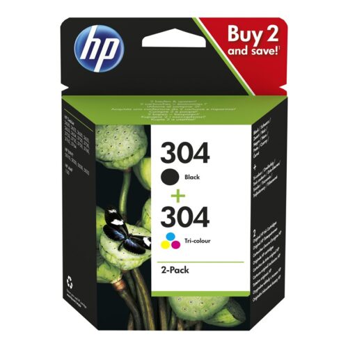 HP 304 2-Pack Black/Tri-color Original Ink Cartridges