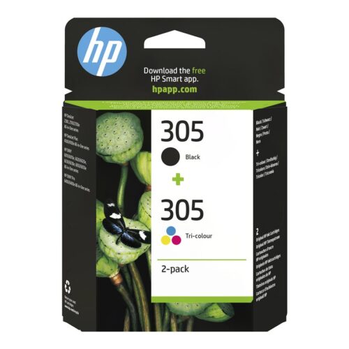 HP 305 2-Pack Tri-color/Black Original Ink Cartridge