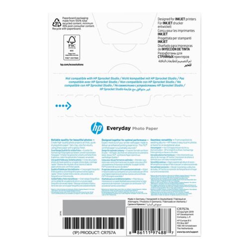 HP original Everyday Glossy photo paper white 200g/m2 100x150mm 100 sheets 1-pack
