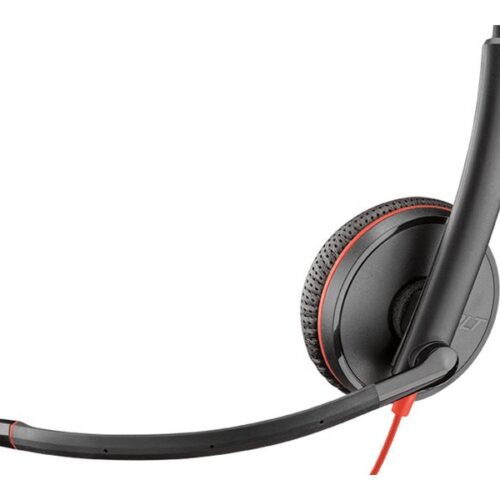 HP Poly Blackwire 3225 Stereo USB-C Headset +3.5mm Plug +USB-C/A Adapter