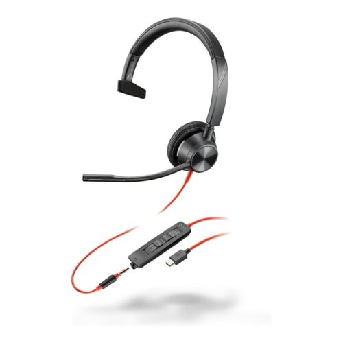 HP Poly Blackwire 3315 Monaural USB-C Headset +3.5mm Plug +USB-C/A Adapter