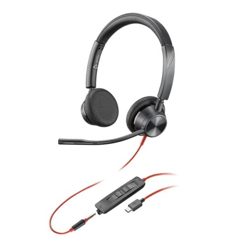 HP Poly Blackwire 3325 Stereo USB-C Headset +3.5mm Plug +USB-C/A Adapter