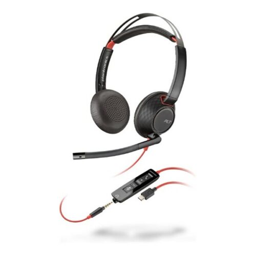 HP Poly Blackwire 5220 Stereo USB-C Headset +3.5mm Plug +USB-C/A Adapter