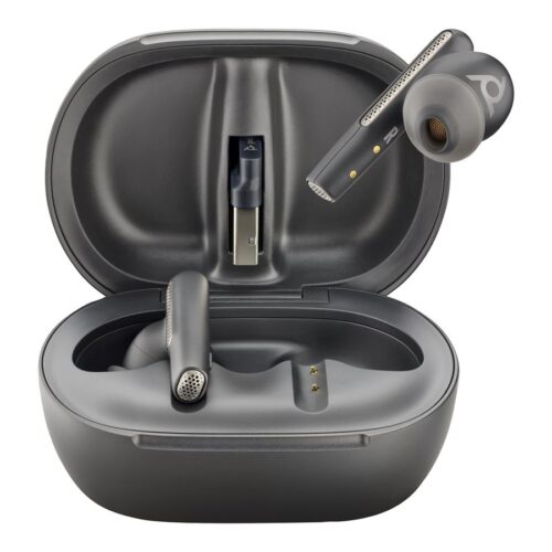 HP Poly Voyager Free 60+ UC Carbon Black Earbuds +BT700 USB-C Adapter +Touchscreen Charge Case