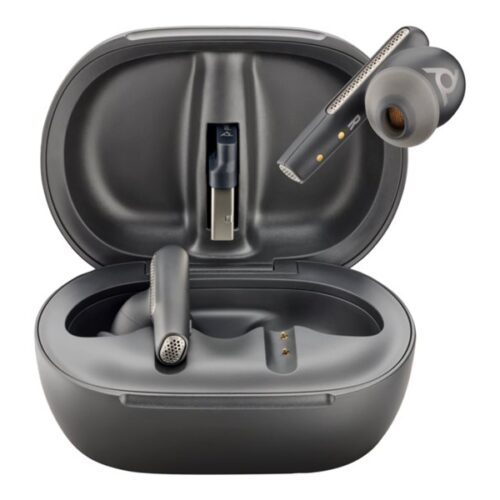 HP Poly Voyager Free 60+ UC M Carbon Black Earbuds +BT700 USB-C Adapter +Touchscreen Charge Case