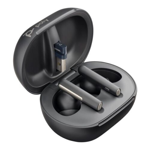 HP Poly Voyager Free 60+ UC M Carbon Black Earbuds +BT700 USB-C Adapter +Touchscreen Charge Case