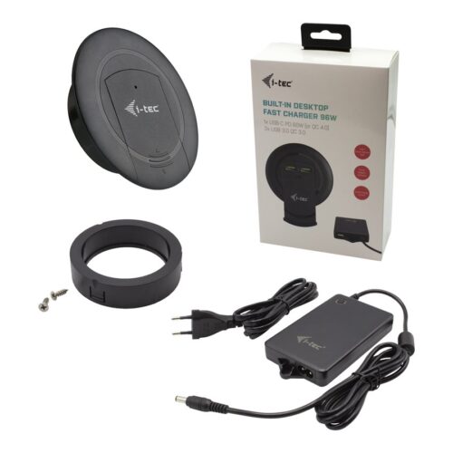 I-TEC Built-in Desktop Fast Charger USB-C PD 3.0 3xUSB 3.0 QC3.0 96W