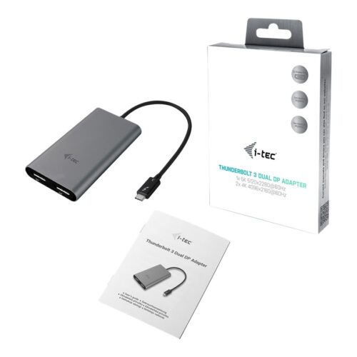 I-TEC THUNDERBOLT3 Dual DP Video Adapter for Thunderbolt3 MacOS and Windows supports 1x5K 60Hz Monitor or 2x4K 60Hz Monitor