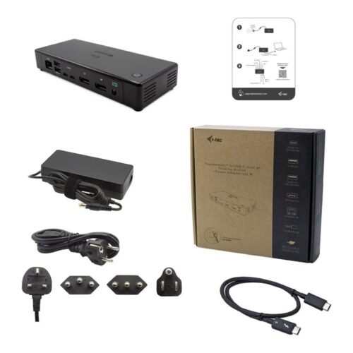 I-TEC Thunderbolt3/USB-C Dual DisplayPort 4K Docking Station 2xDP 1xGLAN 1xUSB 3.1 2xUSB 3.0 2xUSB-C Data 1xAutio/Mic 85W PD KL