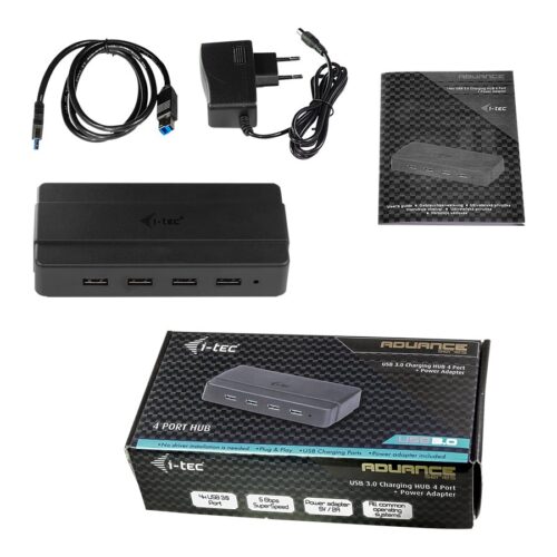 I-TEC USB 3.0 Advance Charging HUB 4 with power adapter 7xUSB Chargingport. For Tablets Notebooks Ultrabooks PC